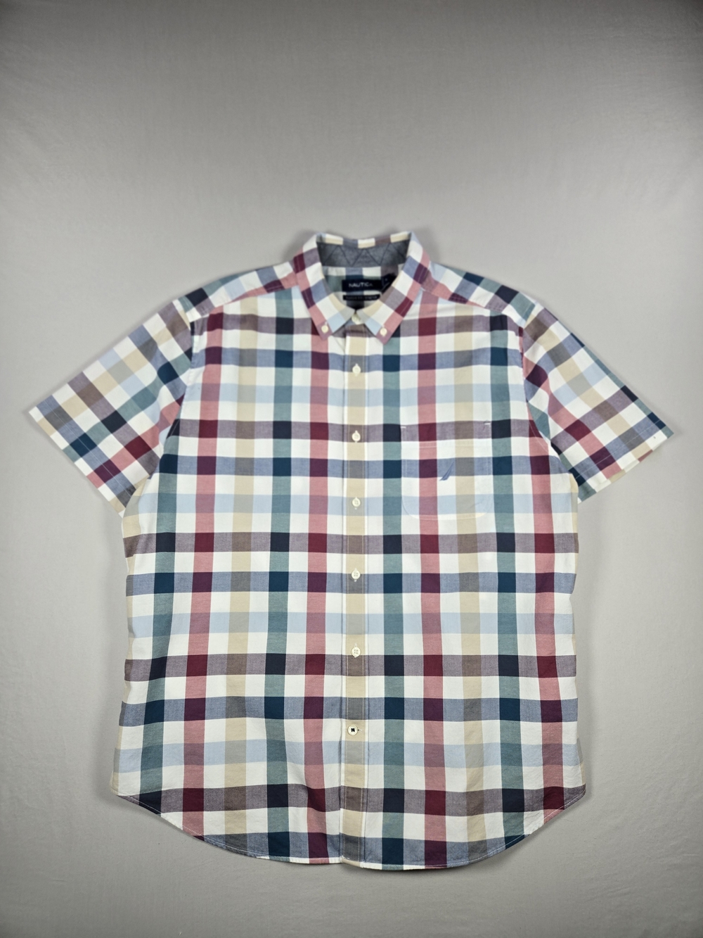 Nautica Men's Plaid Short Sleeve Oxford Button Down Shirt - Classic Fit XL